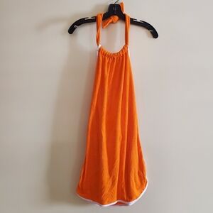 Urban Outfitters Halter Tied Mini Terry Towel Orange Retro Style Dress Size L